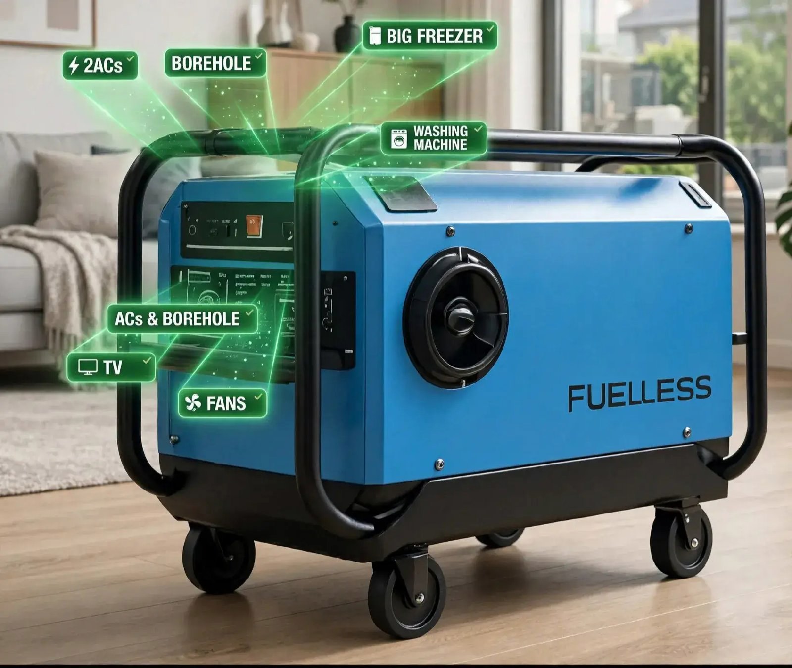 FUELESS NOISLESS SMOKELESS GENERATORS