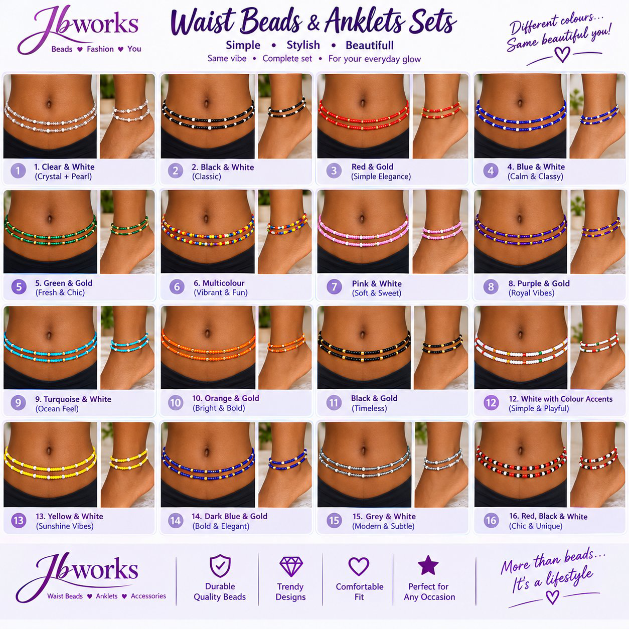 Waist beads samples to choose from